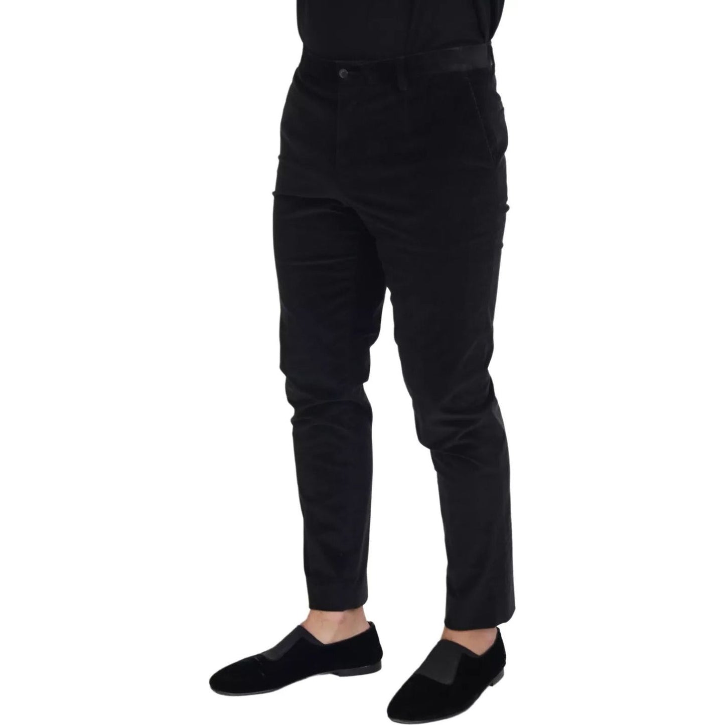 Dolce & Gabbana Black Stretch Cotton Slim Trousers Chino Pants PAN74257-50