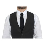 Dolce & Gabbana Gray Striped Formal Dress Gilet Vest VES10003-46