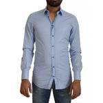 Dolce & Gabbana Light Blue Cotton Slim Fit Dress Shirt TSH7938-37
