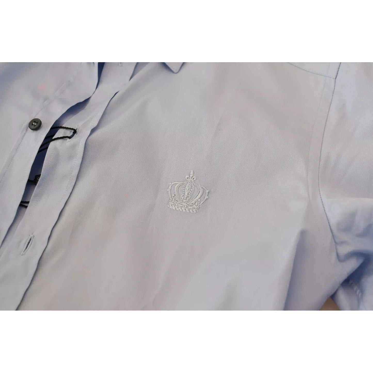Dolce & Gabbana Light Blue Cotton Slim Fit Dress Shirt TSH7938-37