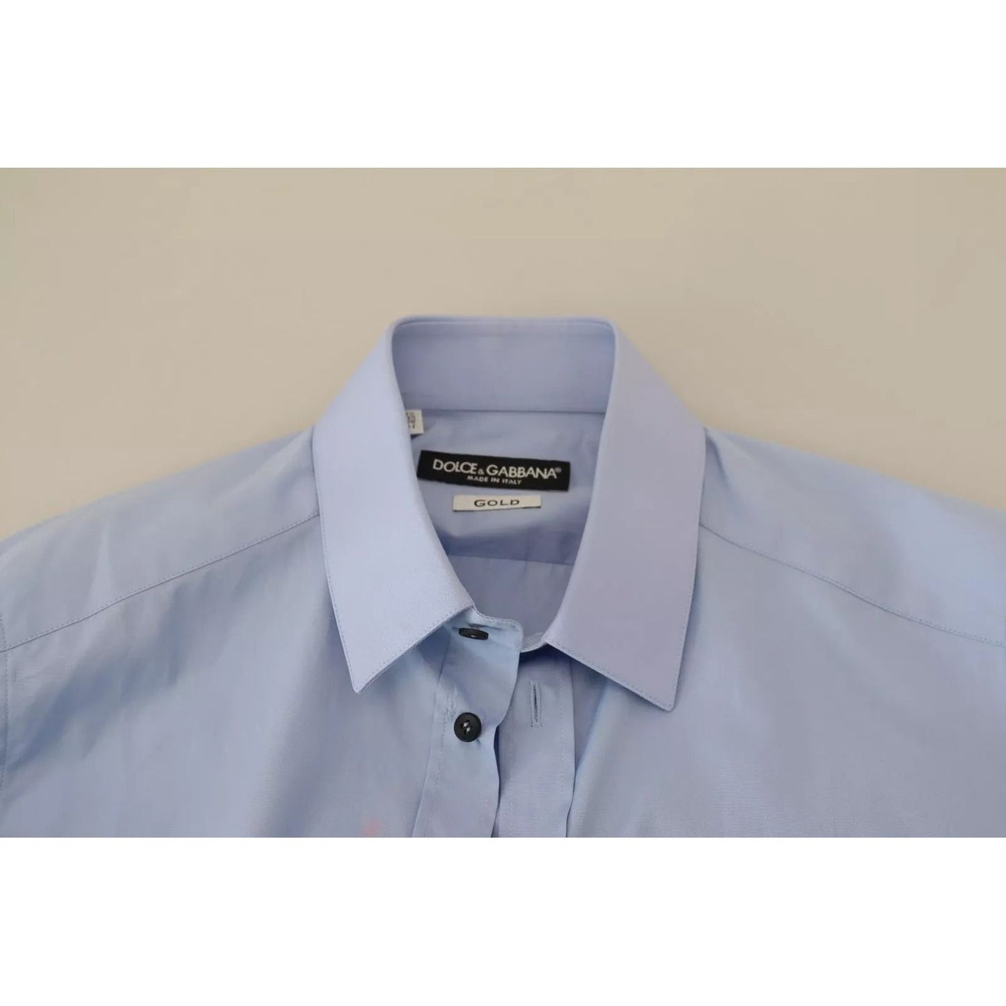 Dolce & Gabbana Light Blue Cotton Slim Fit Dress Shirt TSH7938-37