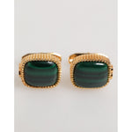 Dolce & Gabbana Gold Malachite Green Stone Square Men's Accessory Cufflink