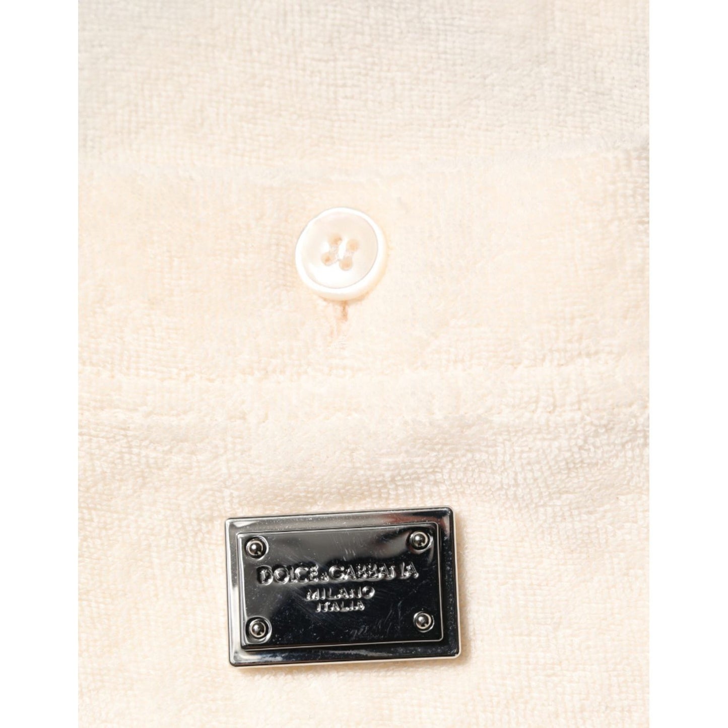 Dolce & Gabbana Ivory Cotton Terry Logo Pocket Polo T-shirt TSH90511-48