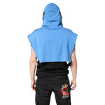 Dolce & Gabbana Blue Cotton Hooded Men Sportswear One Size Vest TSH90318