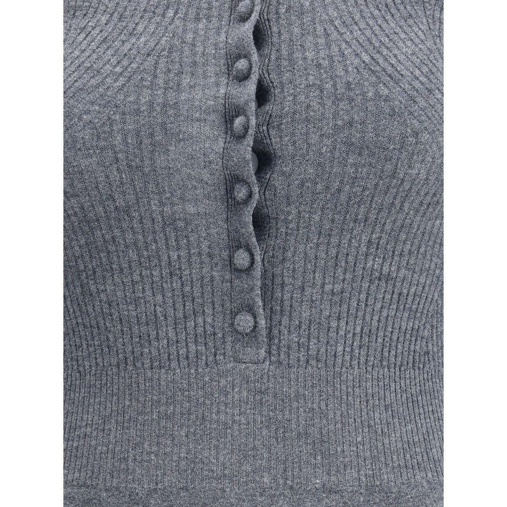 Self-Portrait Long-sleeved wool Bodysuit SE-AW25004TGRGREY-M