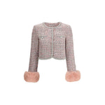 Self-Portrait Bouclé fur cuffed Jacket SE-AW25098JPPINK-10