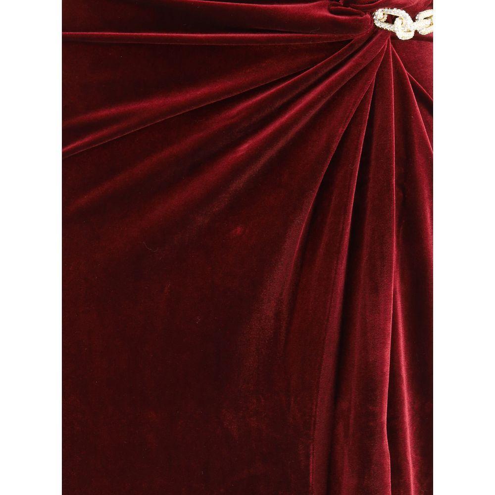 Self-Portrait Velvet bandeau long Dress SE-AW25128XBUBURGUNDY-10