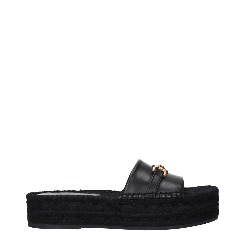 Versace Black Leather Slippers Sandals VE-15265239367945-EU35/US5