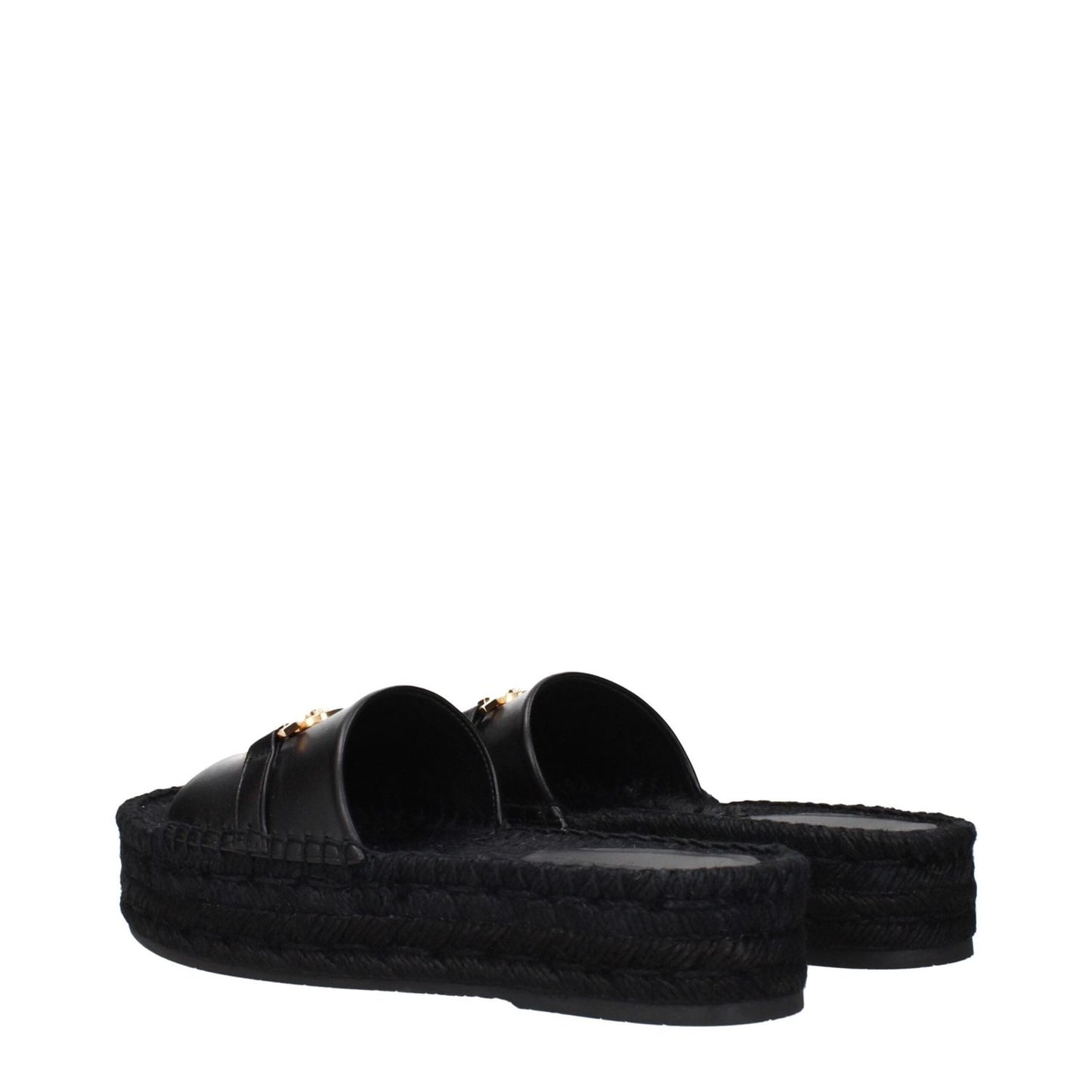 Versace Black Leather Slippers Sandals VE-15265239367945-EU35/US5