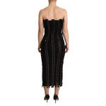 Dolce & Gabbana Black Cady Sleeveless Lace Up Bodycon Dress DR28050-36