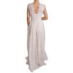 Dolce & Gabbana White Flower Lace Corsage Long Maxi Dress DR28069-46