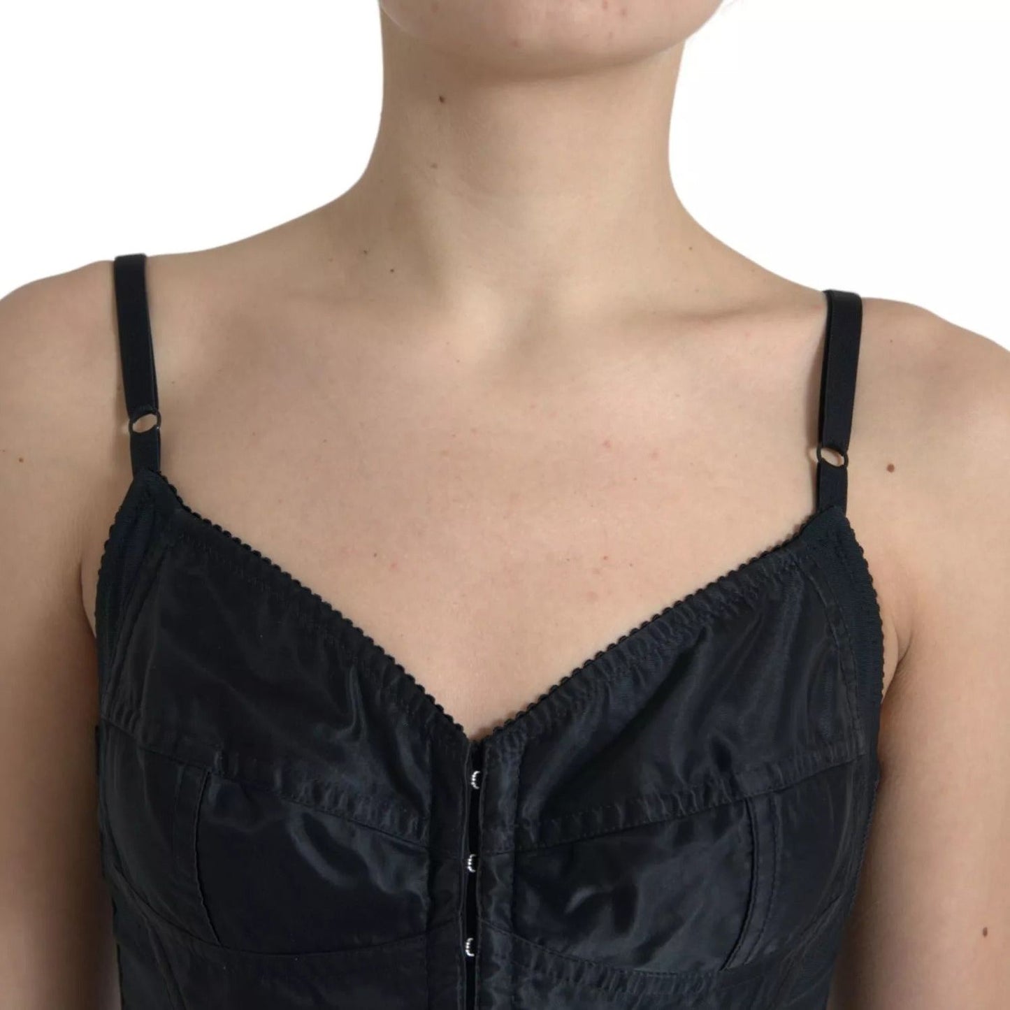 Dolce & Gabbana Black Nylon Bodycon Corset Bustier Mini Dress DR281045-42