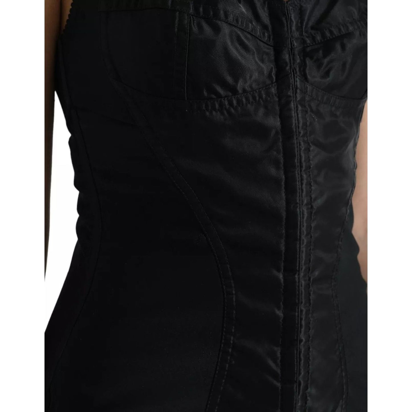 Dolce & Gabbana Black Nylon Bodycon Corset Bustier Mini Dress DR281045-42