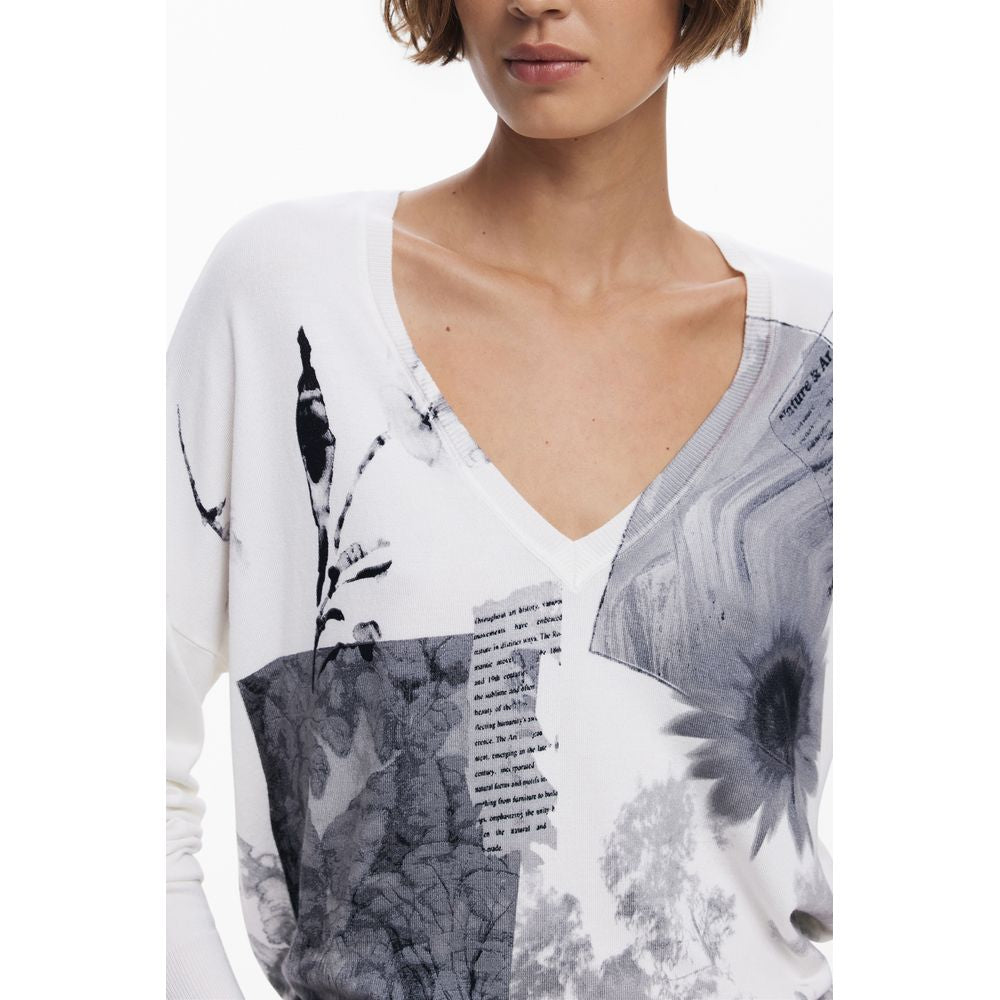 Desigual White Viscose Sweater