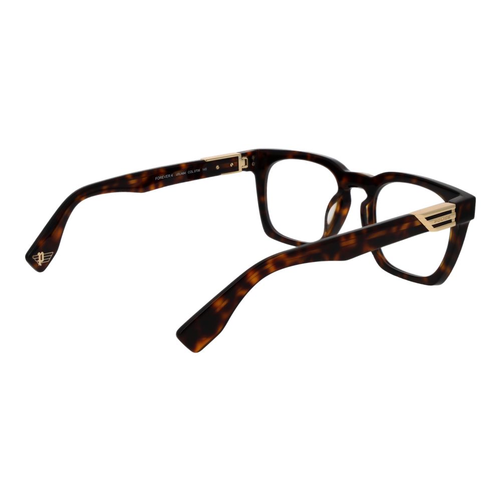Police Brown Cellulose Acetate Glasses (Frames) with full-rim square design for men, featuring brown cellulose acetate and demo lenses.