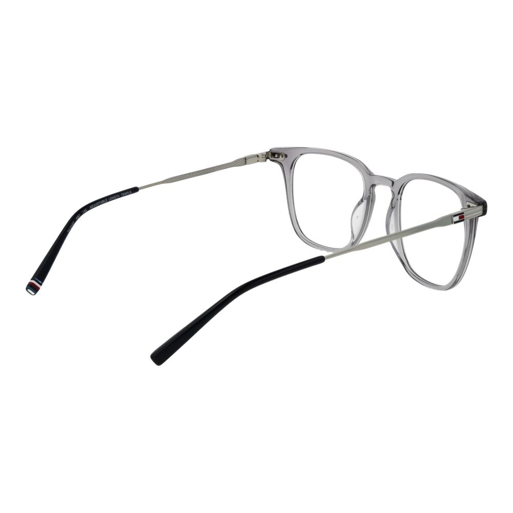 Tommy Hilfiger Gray Acetate Glasses (Frames), full-rim rectangle style, men’s eyewear with demo lenses, size 50-21-145.