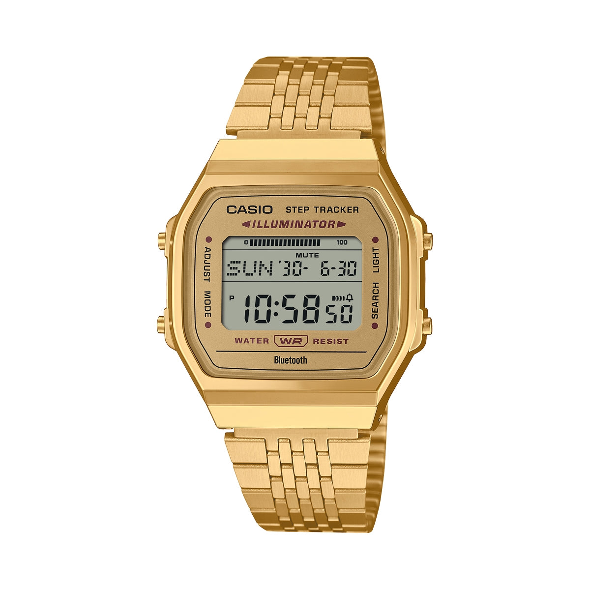 CASIO VINTAGE Mod. BLUETOOTH® SMARTPHONE LINK - GOLD - built-in accelerometer senses body movements + steps counter ABL-100WEG-9AEF