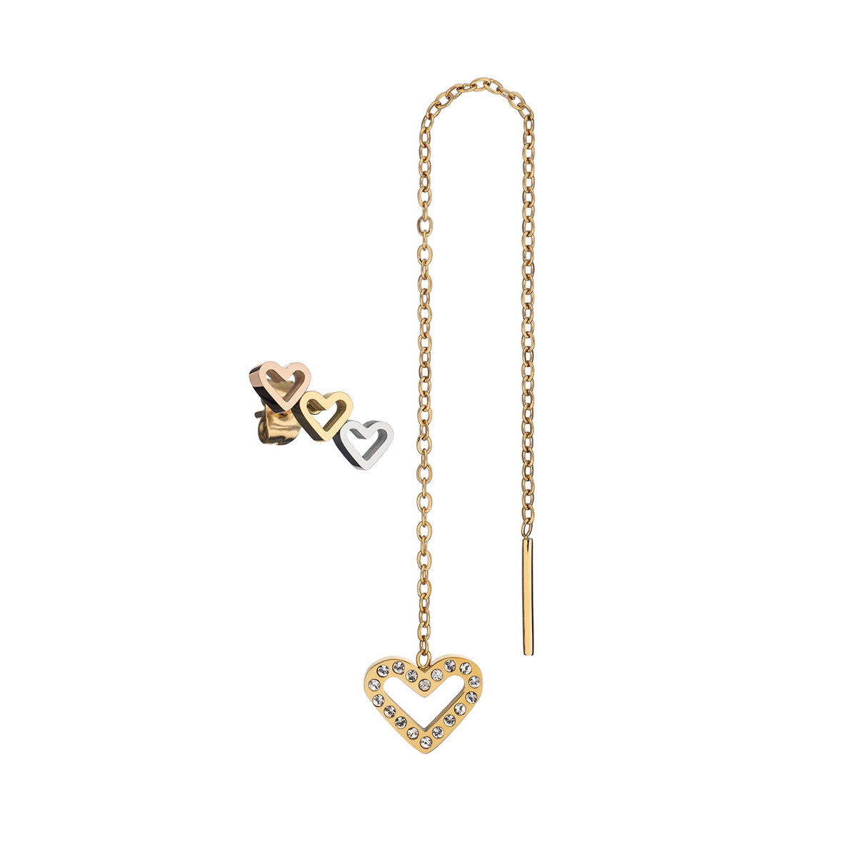 AN JEWELS JEWELRY Mod. AB.EP021 heart-shaped pendant necklace and rings set