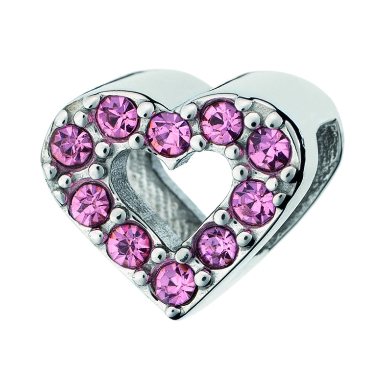 Heart-shaped silver jewelry piece with pink gemstones, AN JEWELS JEWELRY Mod. AL.DLI02PK, designed for elegance and style.