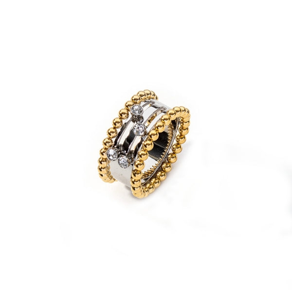 AN JEWELS JEWELRY Mod. AL.RSOKLYC-9 gold and silver ring with intricate detailing