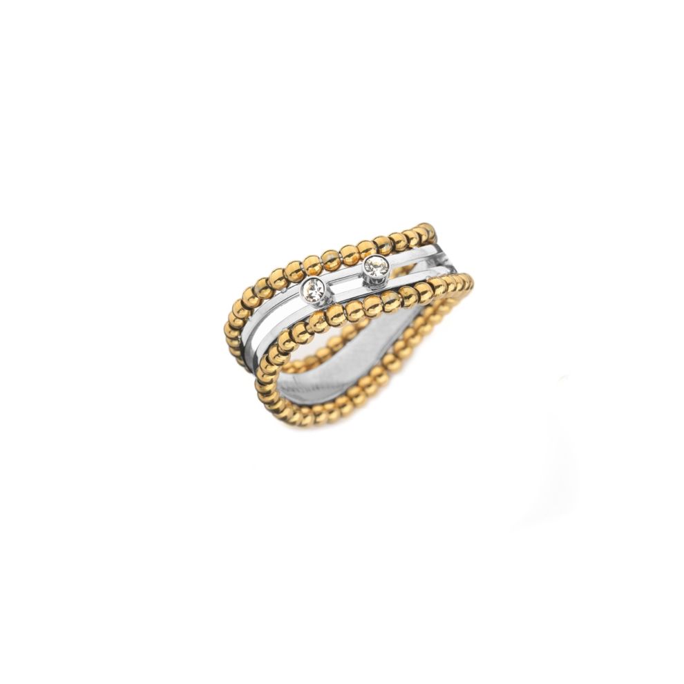 AN JEWELS JEWELRY Mod. AL.RSOKSYC-8 gold and silver ring with diamond accents.