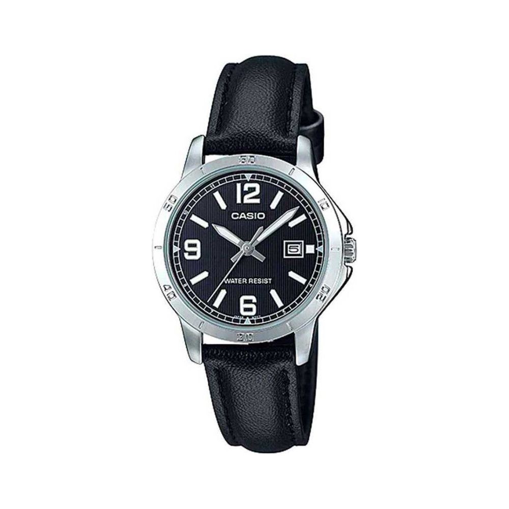 CASIO COLLECTION Mod. LADY DATE, LEATHER - BLACK Lady,READY STOCKED WATCHES,Wristwatch CASIO COLLECTION & VINTAGE LTP-V004L-1BUDF