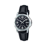 CASIO COLLECTION Mod. LADY DATE, LEATHER - BLACK Lady,READY STOCKED WATCHES,Wristwatch CASIO COLLECTION & VINTAGE LTP-V004L-1BUDF