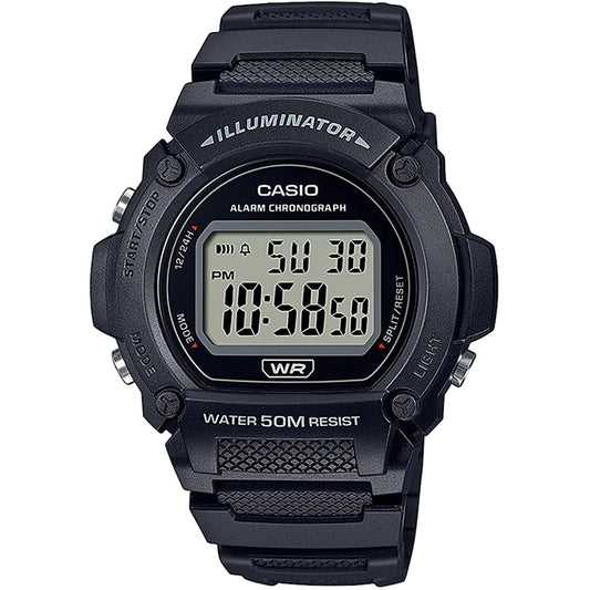CASIO TIMELESS COLLECTION Mod. SPORT- ILLUMINATOR. WR 50M. ALARM. CHRONOGRAPH - BLACK WATCHES