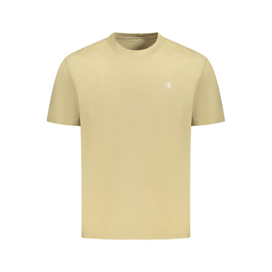 Calvin Klein Green Cotton T-Shirt with short sleeves, crew neck, and logo embroidery, made from 95% regenerative cotton.