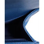 Chanel Blue Lambskin Double Chain Leather Medium Shoulder Bag CHA182