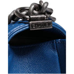 Chanel Blue Lambskin Double Chain Leather Medium Shoulder Bag CHA182