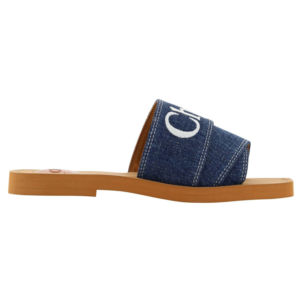 Chloé Chloé Sumptuous Cotton Woody Slide Sandals in Denim Blue 7614027013221 1728,67466920096,Blue,Chloé,EU37/US7,New with tags,Sandals - Women - Shoes,Women