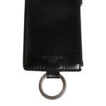 Dolce & Gabbana Black Leather Logo Embossed Lanyard Card Holde Wallet SMY11041