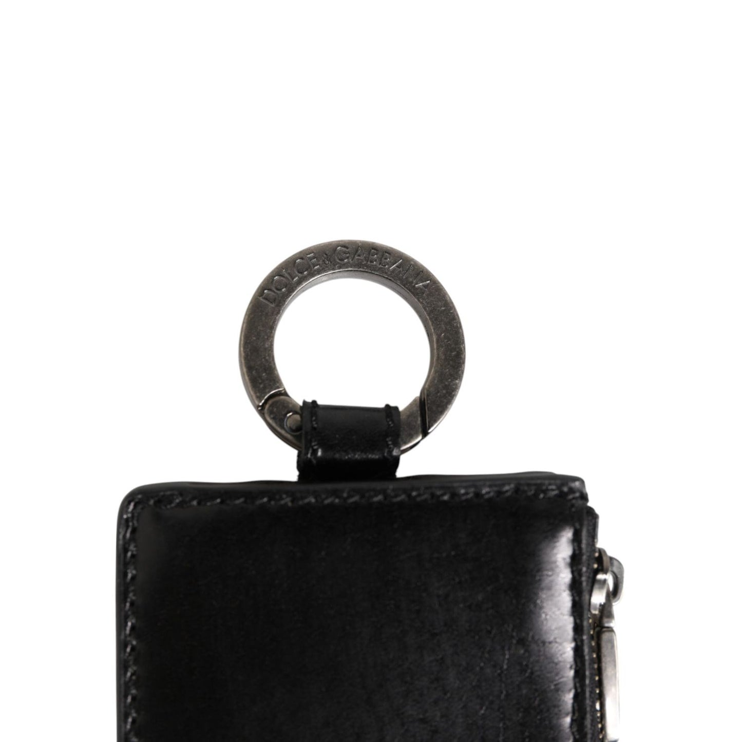 Dolce & Gabbana Black Leather Logo Embossed Lanyard Card Holde Wallet SMY11041