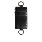 Dolce & Gabbana Black Leather Logo Embossed Lanyard Card Holde Wallet SMY11041