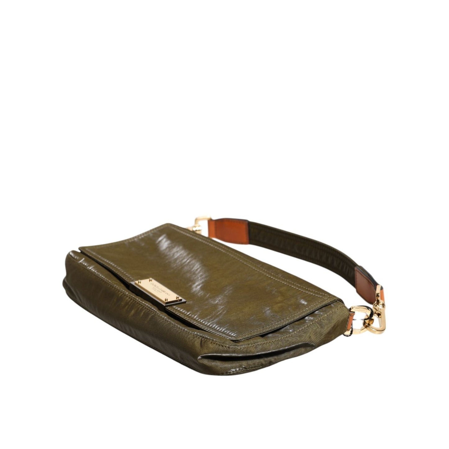 Dolce & Gabbana Dark Green Nylon Logo Plaque Shoulder Strap Borse Bag BAG4666