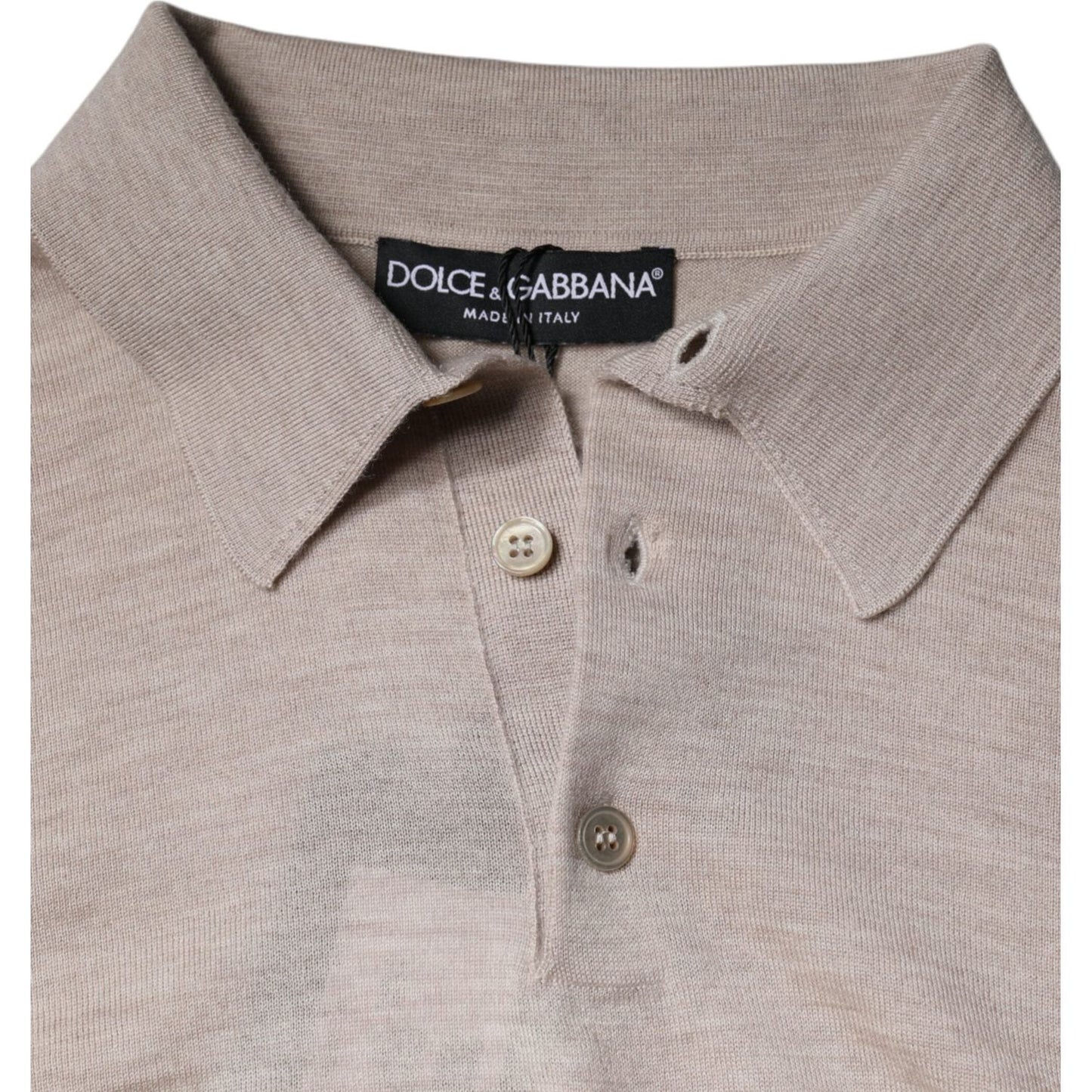 Dolce & Gabbana Dolce & Gabbana Beige Cashmere Knit Collared Pullover Sweater TSH87012-48 1728,67345645728,Beige,Dolce & Gabbana,IT48 | M,Material: 100% cashmere,Men,Preowned / Defect,Sweaters - Men - Clothing
