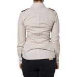 Dolce & Gabbana Beige Cotton Collared Button Down Shirt Top Dolce & Gabbana Gray