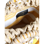 Dolce & Gabbana Beige Yellow Rafia Seashells Crystal Bucket Bag Dolce & Gabbana Saddle Brown