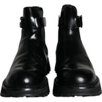 Dolce & Gabbana Black Belted DG Logo Men Chelsea Boots Shoes MV5837-44
