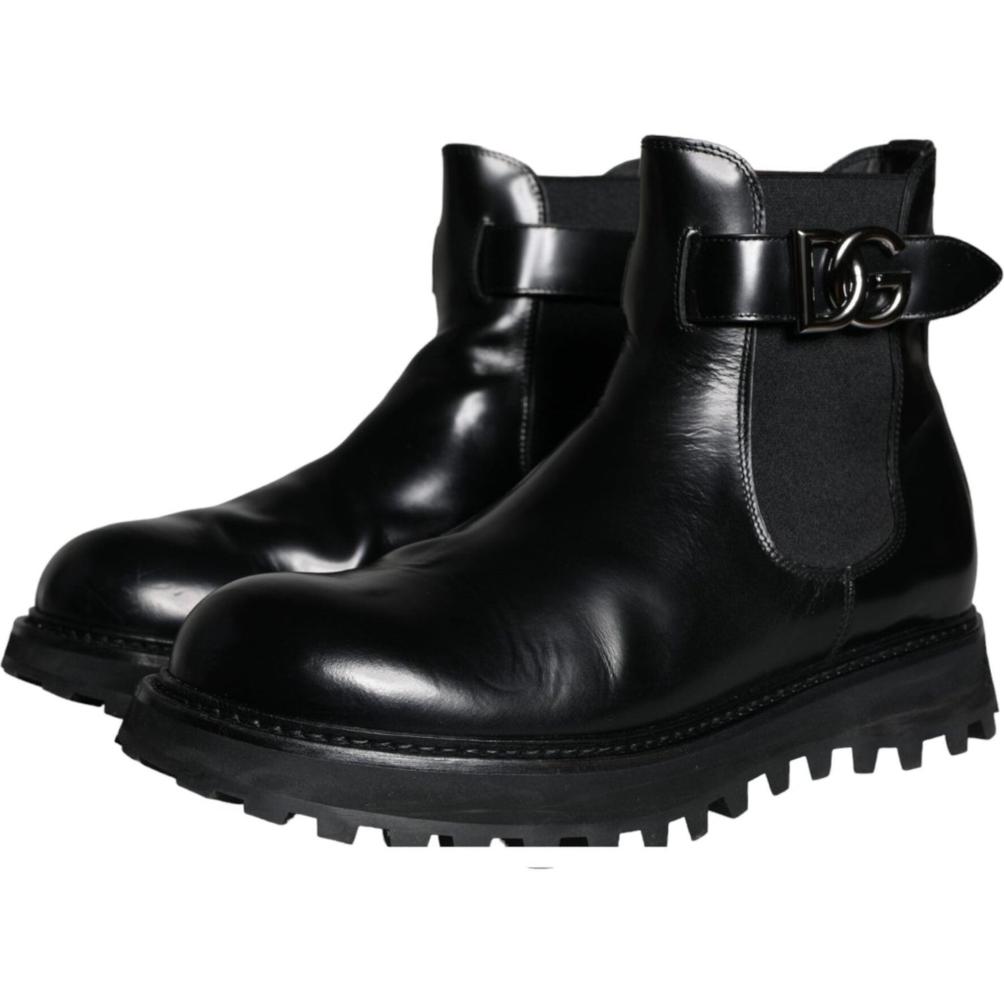 Dolce & Gabbana Black Belted DG Logo Men Chelsea Boots Shoes MV5837-44