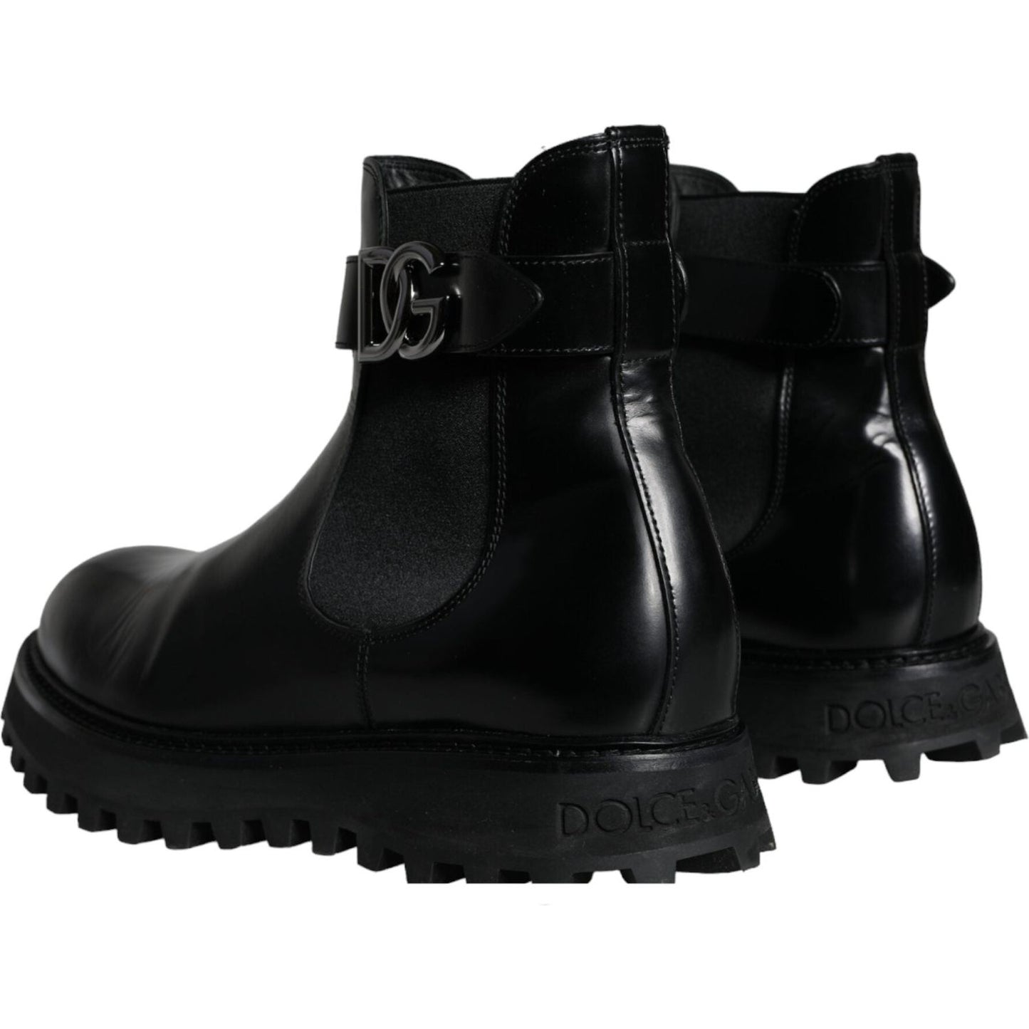 Dolce & Gabbana Black Belted DG Logo Men Chelsea Boots Shoes MV5837-44