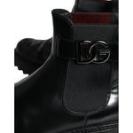 Dolce & Gabbana Black Belted DG Logo Men Chelsea Boots Shoes MV5837-44