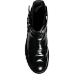 Dolce & Gabbana Black Belted DG Logo Men Chelsea Boots Shoes MV5837-44