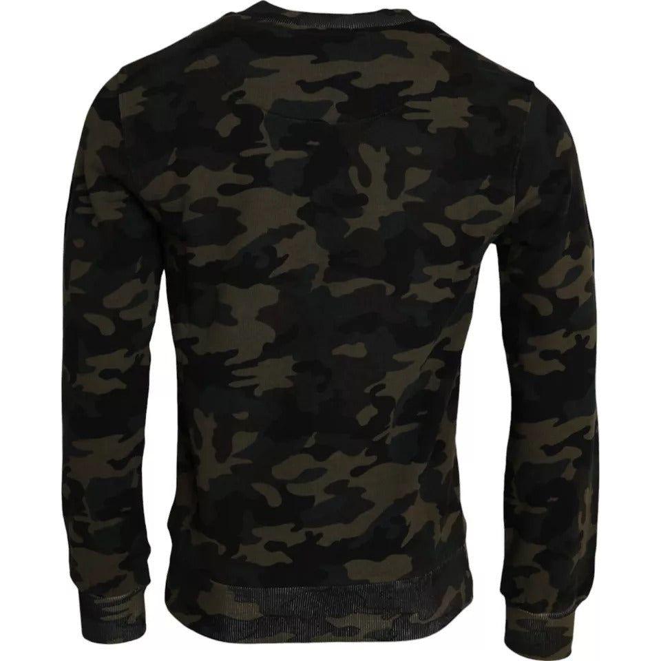 Dolce & Gabbana Black Camouflage Crew Neck Pullover Sweater TSH86488-44
