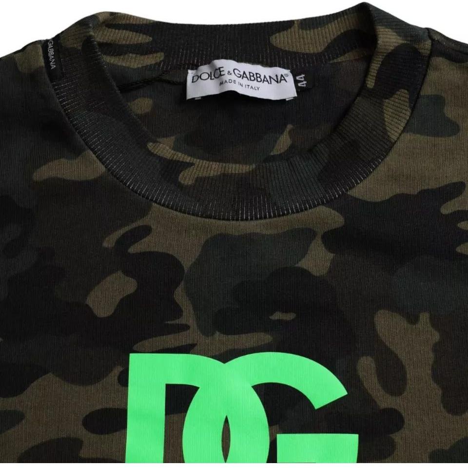 Dolce & Gabbana Black Camouflage Crew Neck Pullover Sweater TSH86488-44