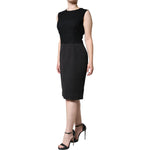 Dolce & Gabbana Black Cotton Sheath Knee Length Dress DR281249-48
