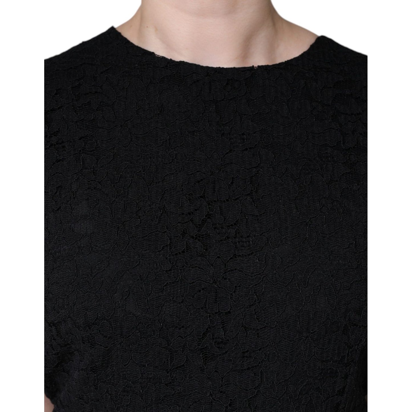 Dolce & Gabbana Black Cotton Sheath Knee Length Dress DR281249-48