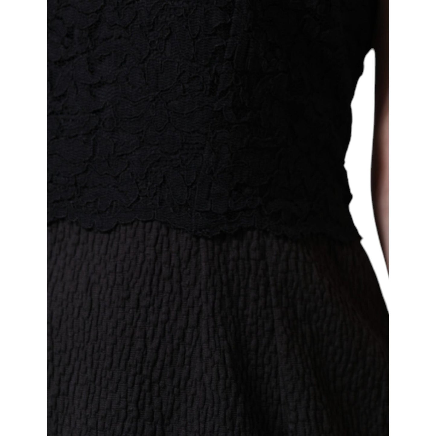 Dolce & Gabbana Black Cotton Sheath Knee Length Dress DR281249-48