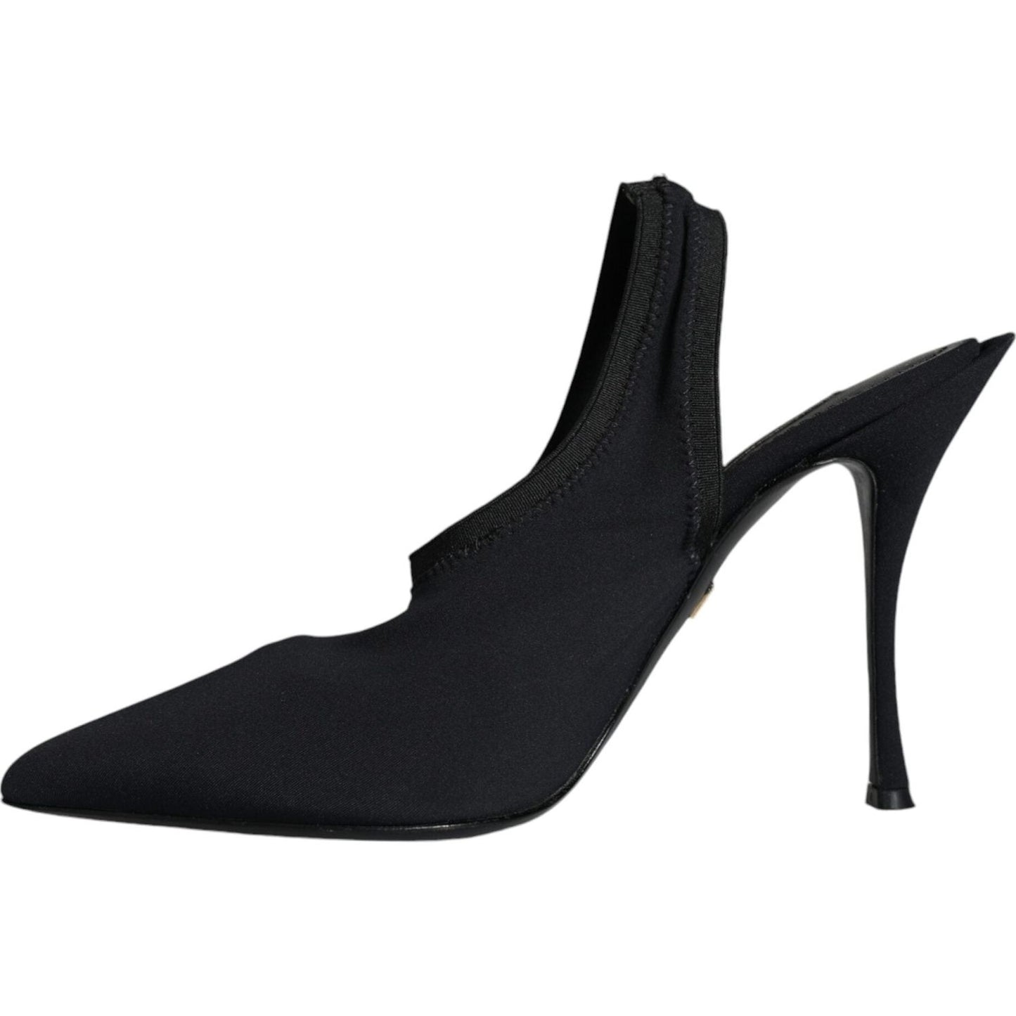 Dolce & Gabbana Black Jersey Stretch Heels Slingback Shoes LA11690-39